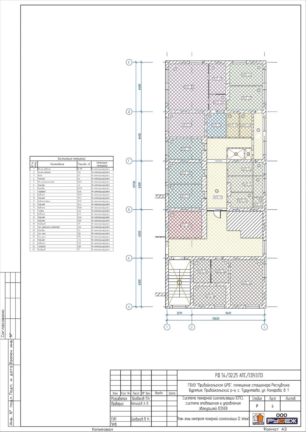 План зоны контроля пожарной 
сигнализации (2-й этаж)