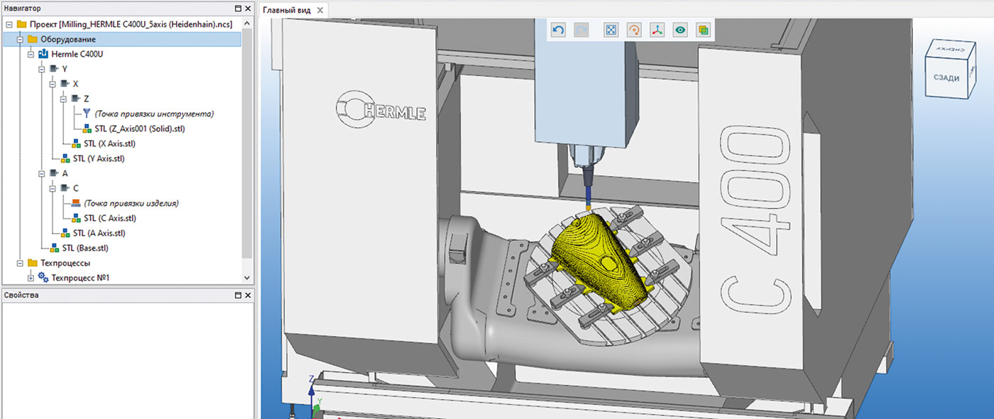 Рис. 1. Виртуальная модель оборудования с автоматически созданной кинематической структурой