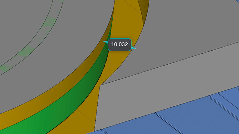 Рис. 6. Измерение паза в конструкции модели полуфабриката