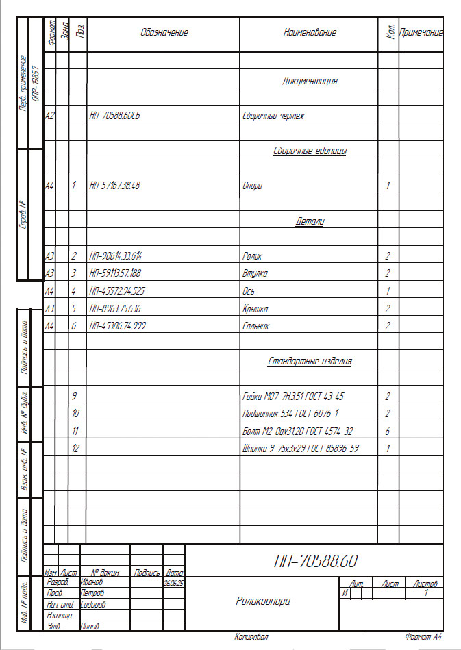 Рис. 3. Отчет «Конструкторская спецификация» 