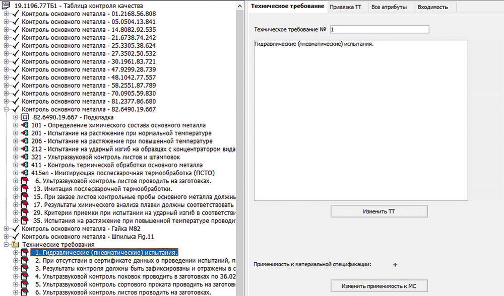 Рис. 18. Дерево требований к качеству материалов