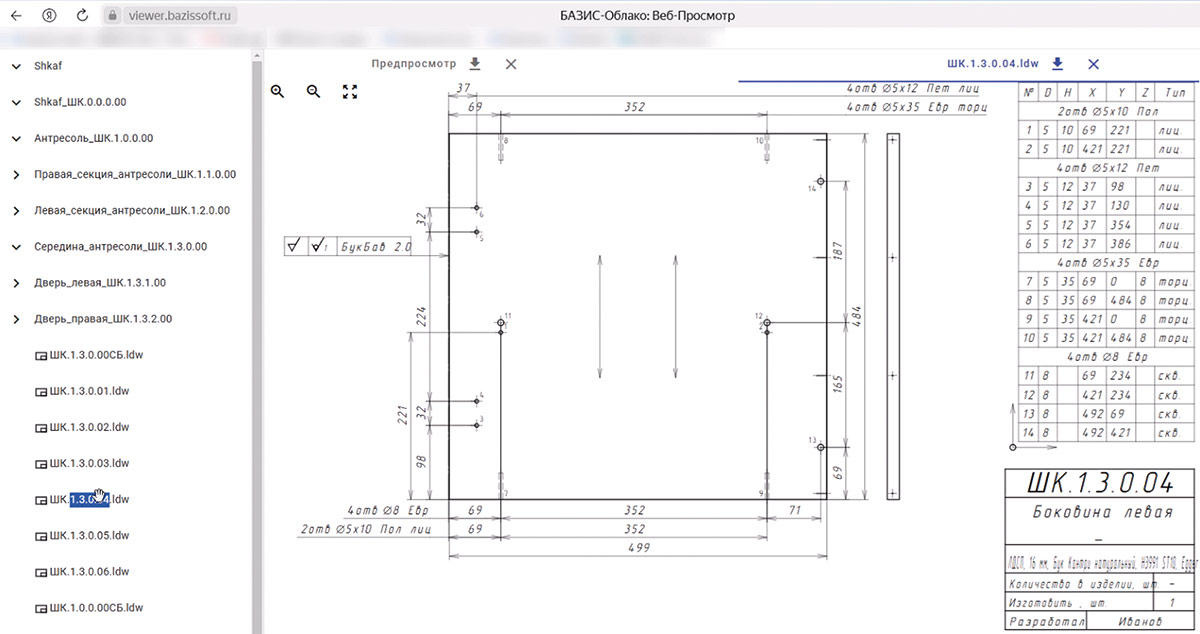 Рис. 11. Просмотр библиотеки в облаке