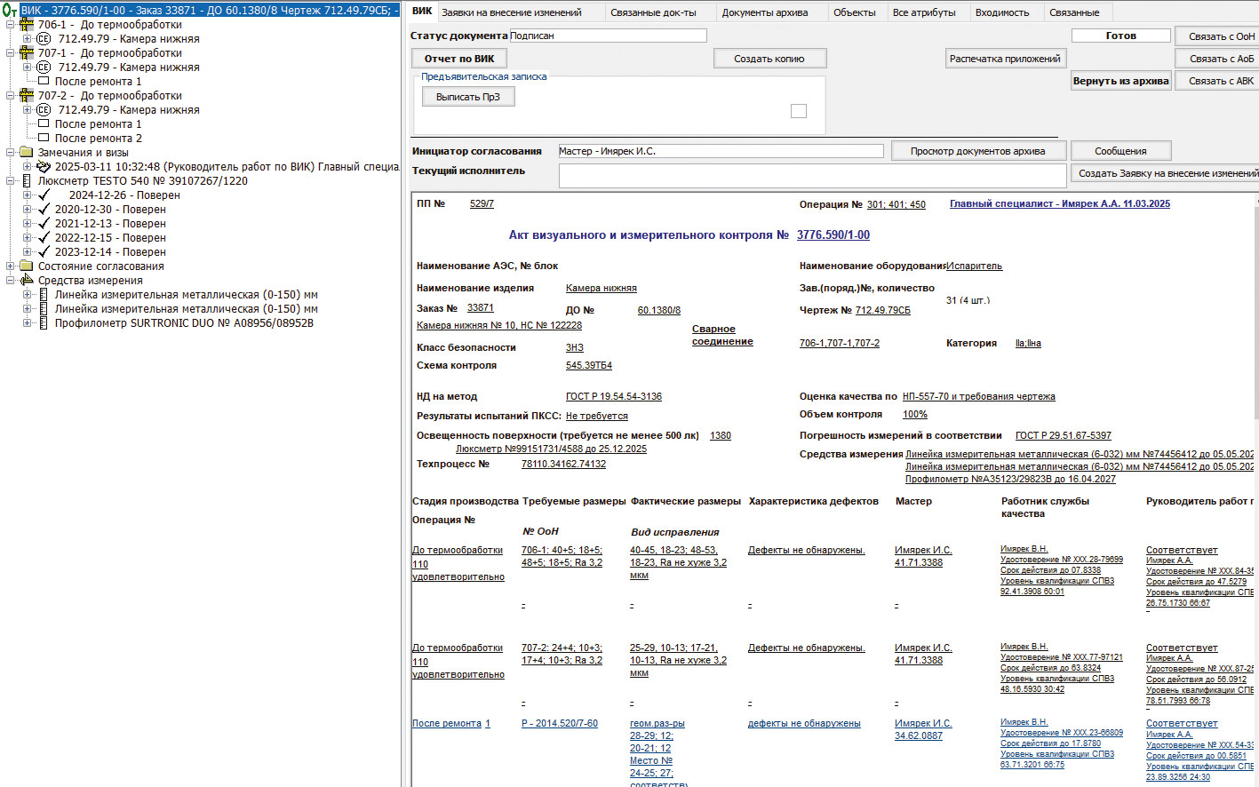 Рис. 21. Дерево отчета по ВИК