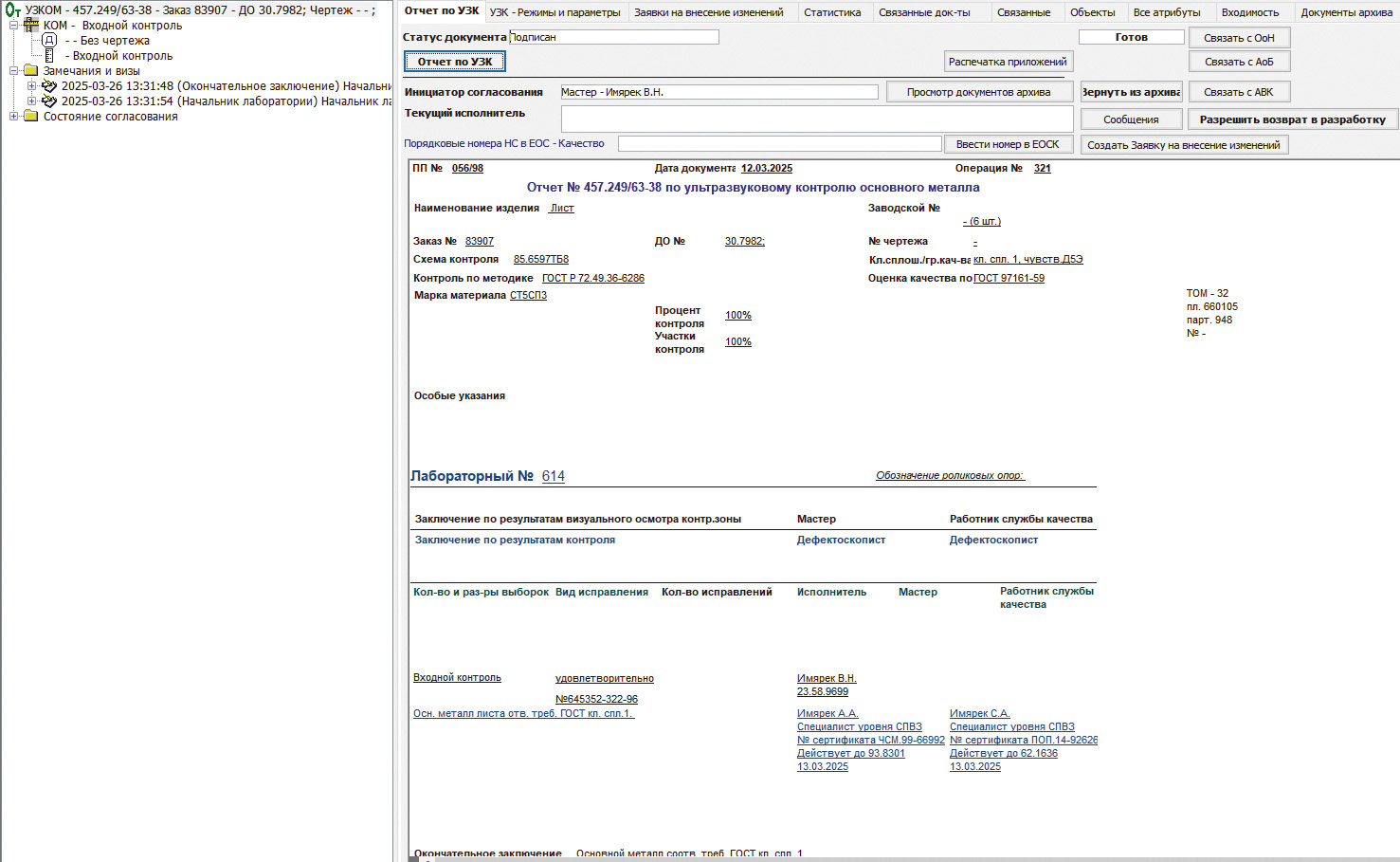 Рис. 27. Дерево отчета по УЗКОМ