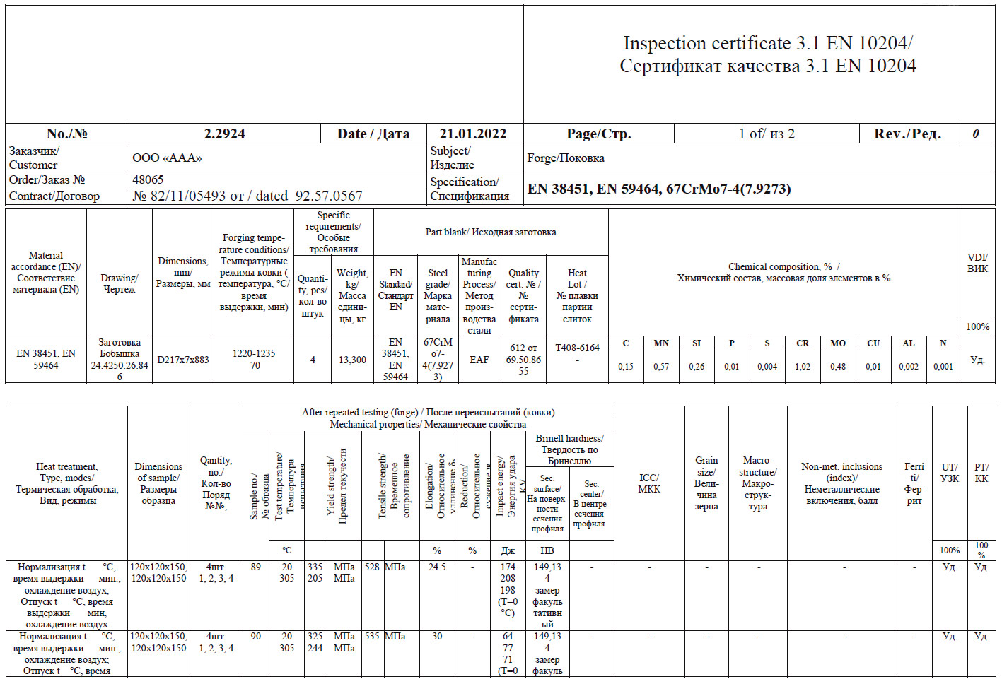 Рис. 37. Сертификат качества