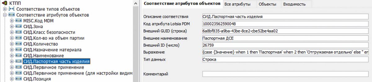 Рис. 42. Соответствие атрибутов 