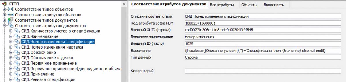 Рис. 42. Соответствие атрибутов 