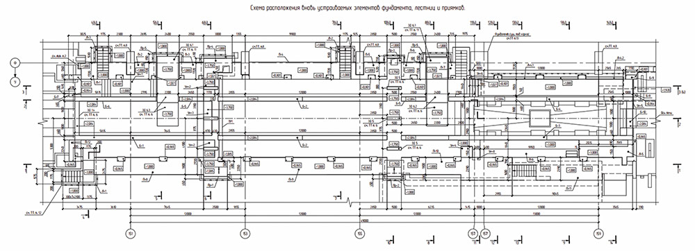 Чертеж разработанного фундамента роликовой печи