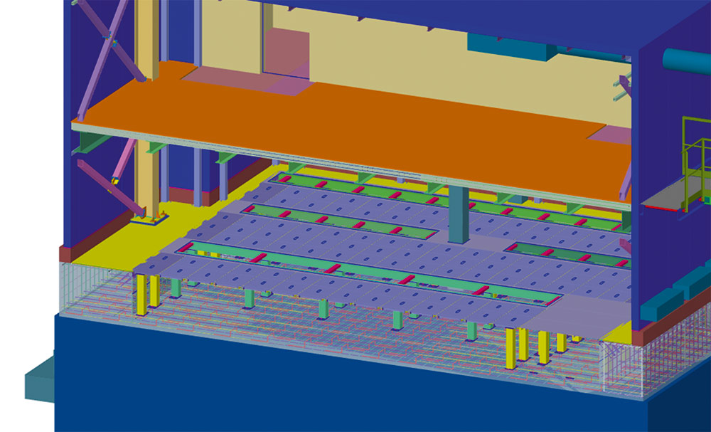 Наполнение здания ПСУ строительными конструкциями