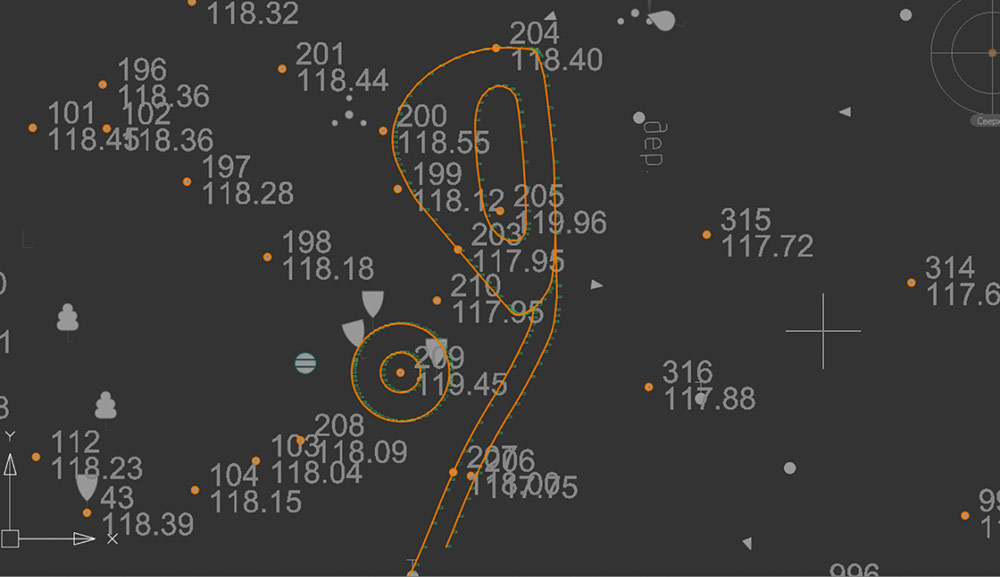 Рис. 4. Построение первичной поверхности в nanoCAD GeoniCS