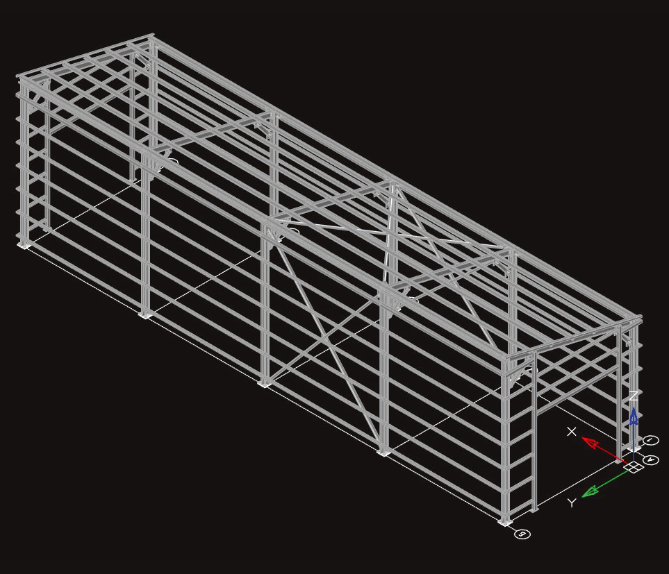 Информационная модель каркаса здания автовыгрузки, выполненная 
в nanoCAD BIM Конструкции