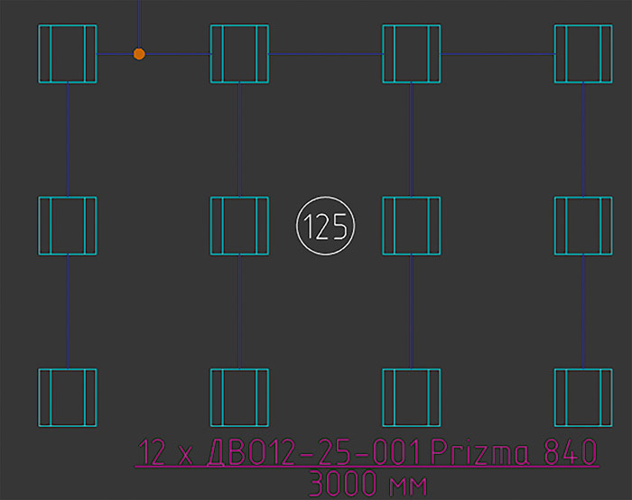 Рис. 3. Пример выноски числа светильников