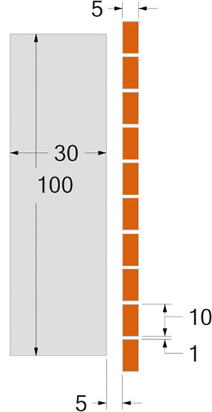 Рис. 1. Двумерная осесимметричная геометрическая модель индукционной тигельной печи (мм)