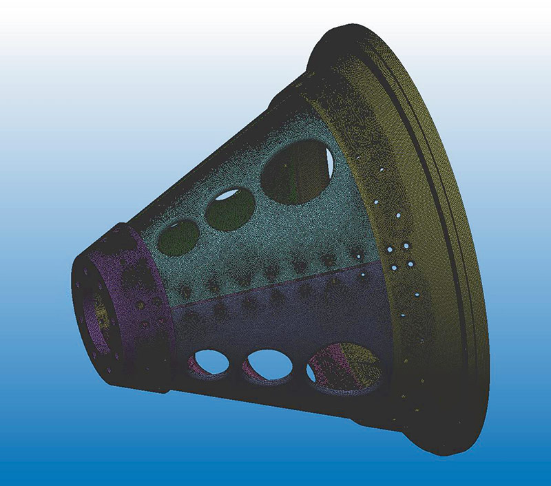 Рис. 12. Конечно-элементная модель конуса системы отделения