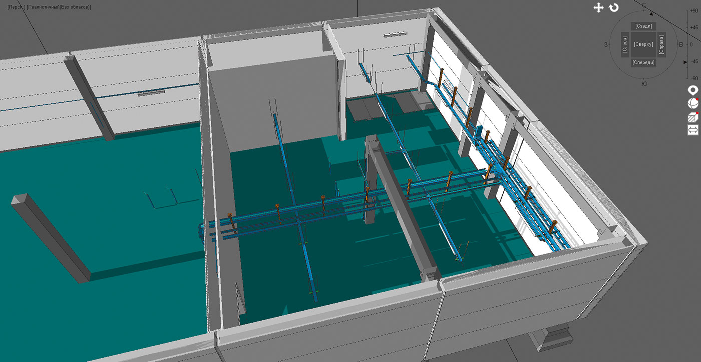Рис. 6. Система кабельных трасс на объекте,
общий вид