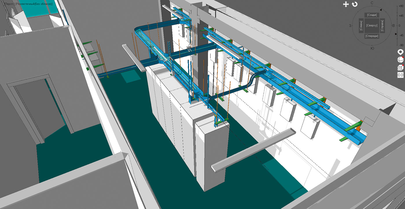 Рис. 7. Система кабельных трасс в помещении электрощитовой объекта