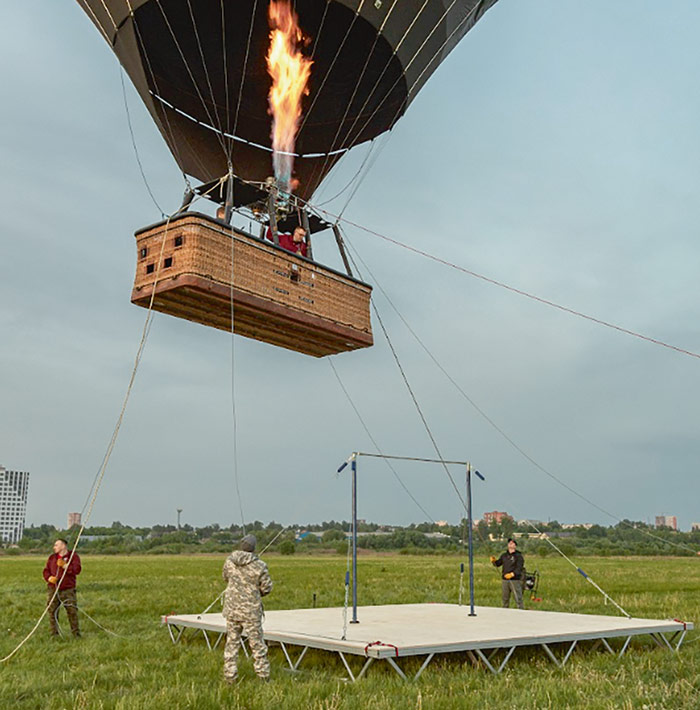 Рис. 16. Тестовый запуск платформы на аэростате
