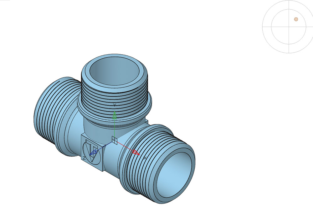 Рис. 10. Созданный тройник в интерфейсе программы nanoCAD BIM Строительство (конфигурация «Архитектура»)