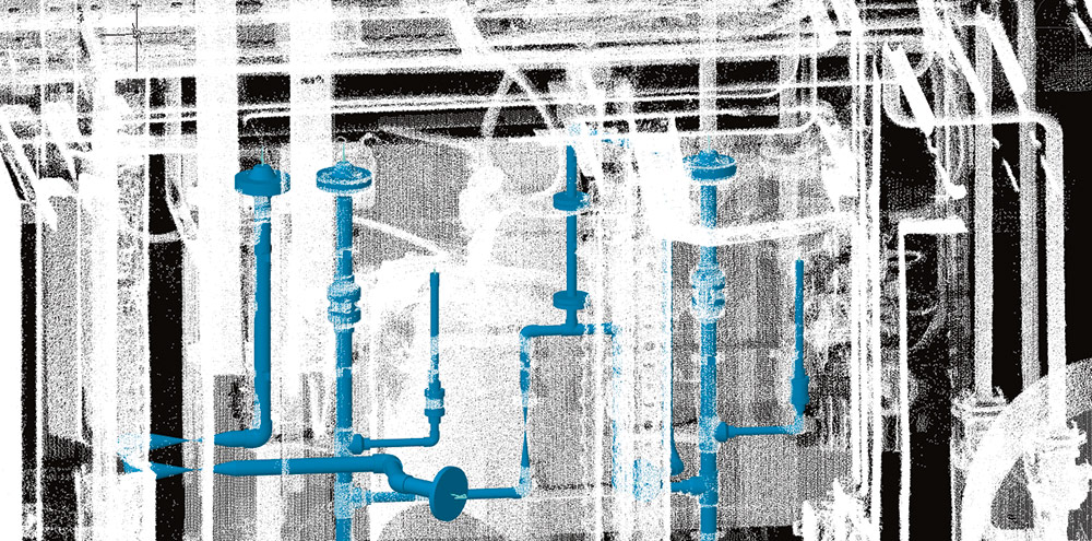 3D-модель в Model Studio CS Трубопроводы, 
полученная в результате лазерного сканирования