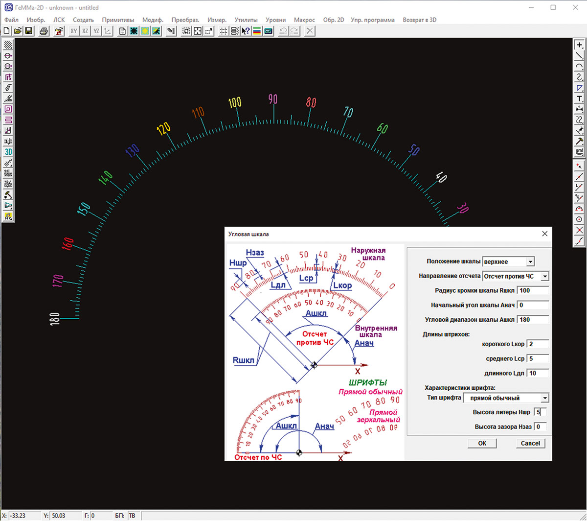 Рис. 2. Макрос угловой шкалы