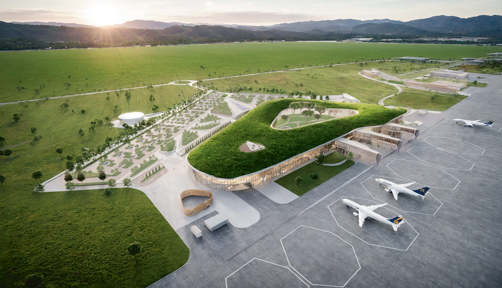 Дизайн-проект нового аэропорта в горах Кавказа. Выполнен Проектным бюро «Крупный план»