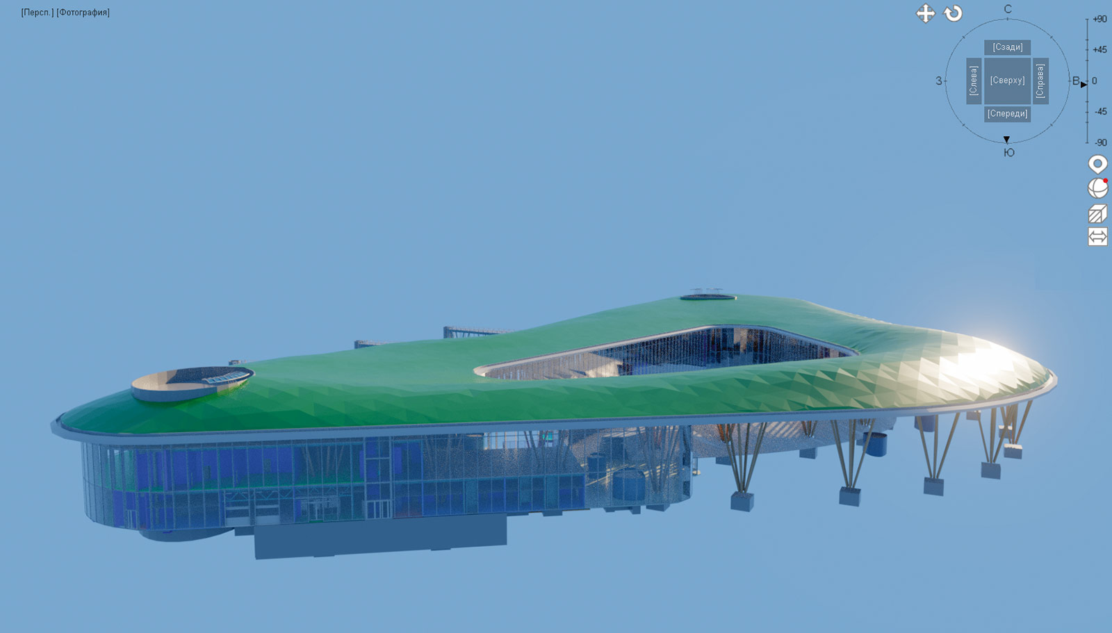 Общий вид собранной в CADLib модели аэровокзала 