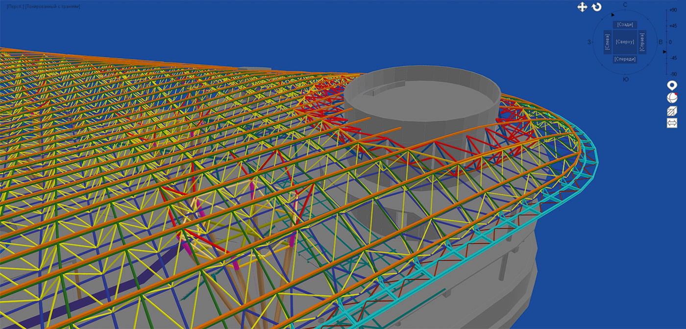 Стыковка кровли с железобетонными ядрами жесткости